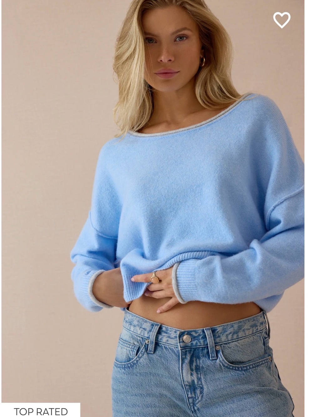 Altar’d state Soft Light Blue Boatneck Women's Sweater